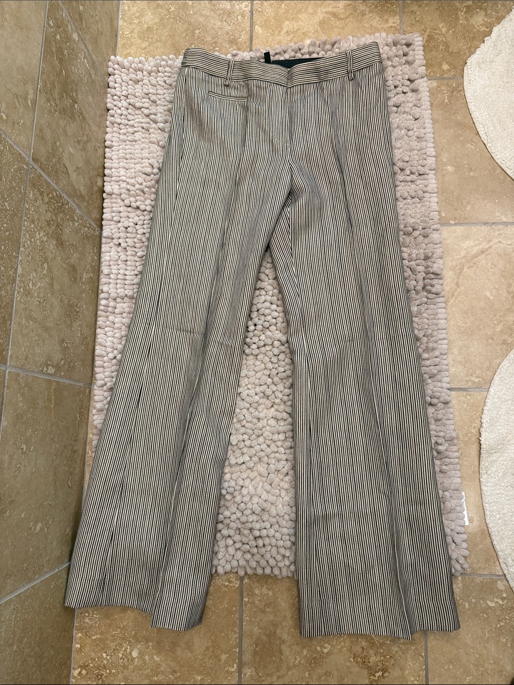 BCBGMaxAzria Black and Cream Pinstripe Wide-Leg Trousers